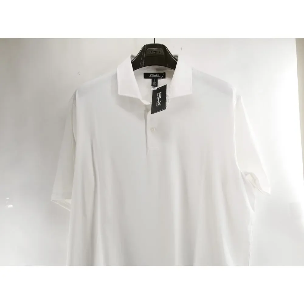 RLX Ralph Lauren Golf Polo Shirt Mens XL White Solid Stretch Moisture Wicking
